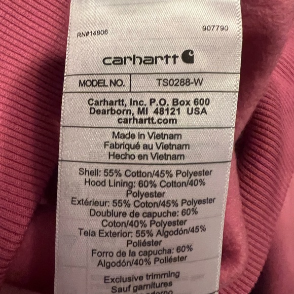 Carhartt Women's Magenta Hoodie - Picture 4 of 9